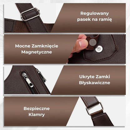 Stylowa męska torba na ramię z zabezpieczeniem przed kradzieżą