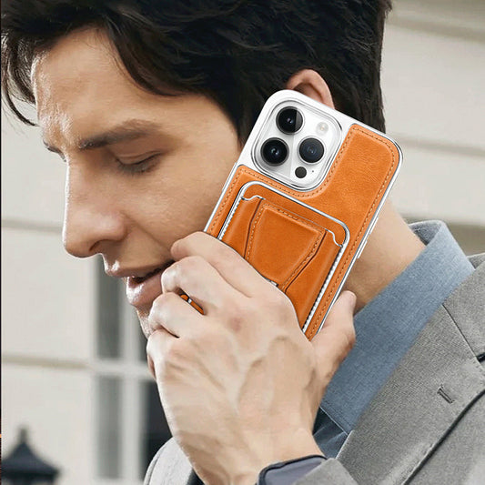 Skórzane etui na iPhone’a z magnetycznym uchwytem na karty
