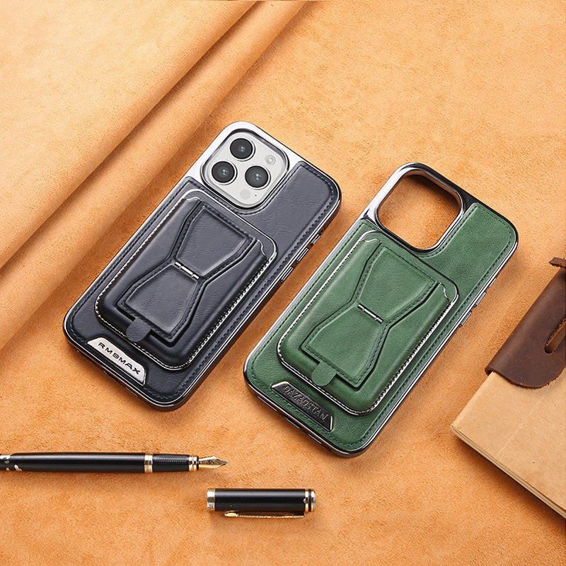 Skórzane etui na iPhone’a z magnetycznym uchwytem na karty
