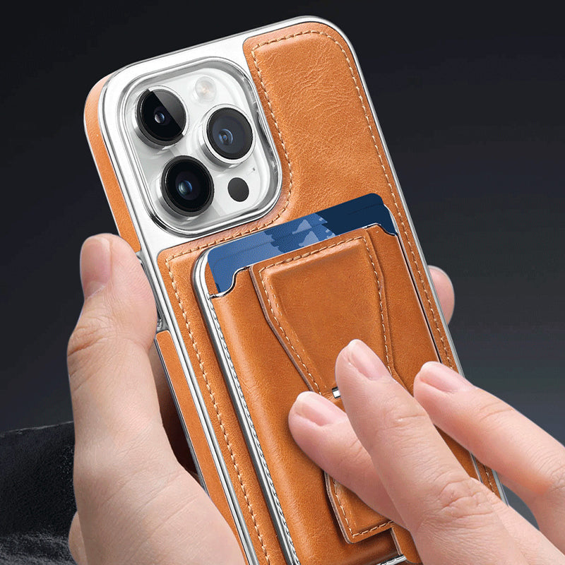 Skórzane etui na iPhone’a z magnetycznym uchwytem na karty