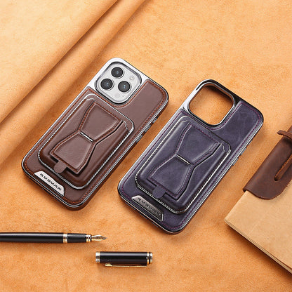 Skórzane etui na iPhone’a z magnetycznym uchwytem na karty