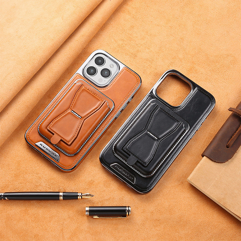 Skórzane etui na iPhone’a z magnetycznym uchwytem na karty