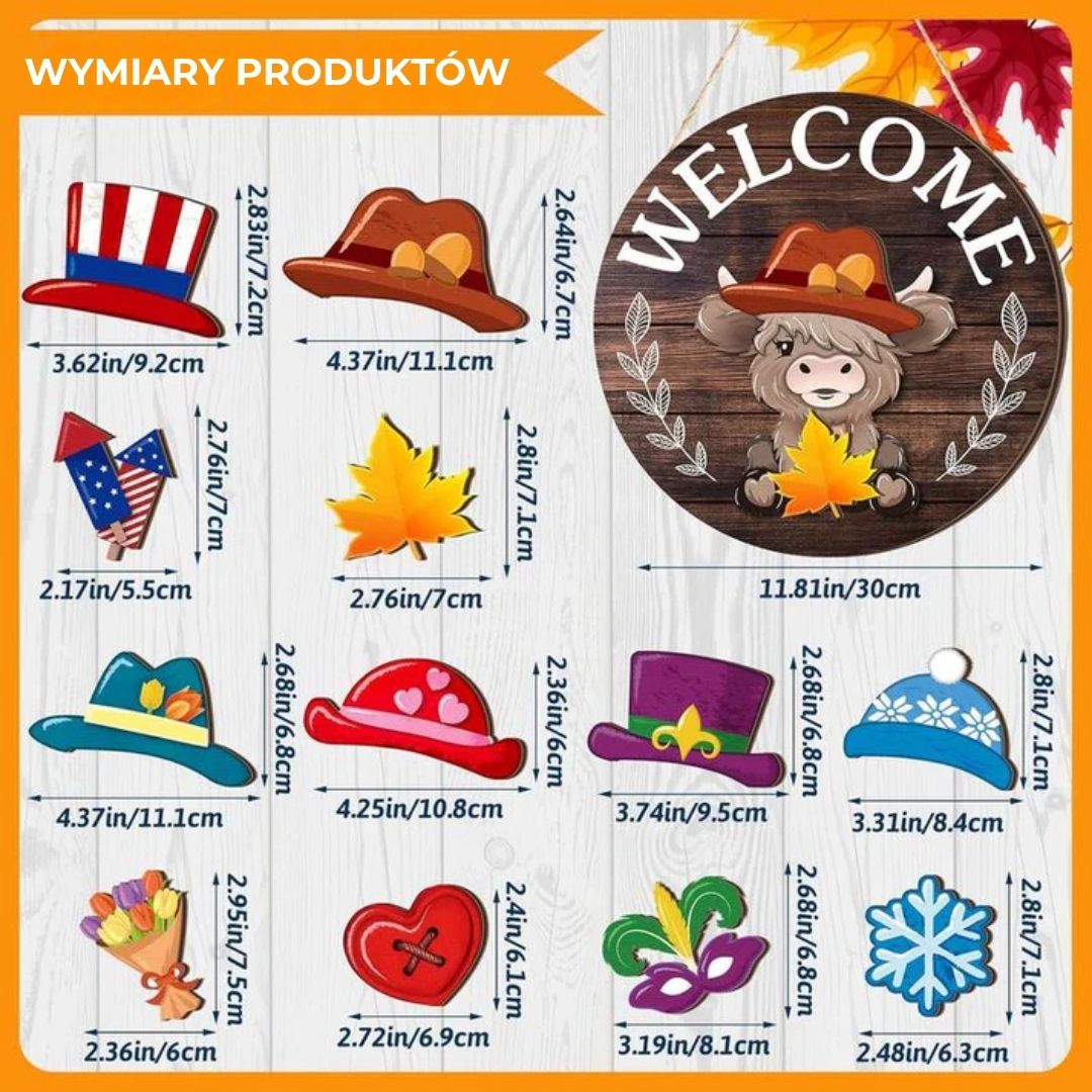 Magnetyczna tabliczka powitalna z krową Highland