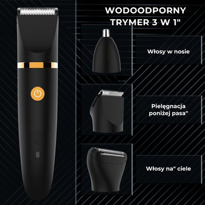 Wodoodporny trymer męski 3 w 1 do ciała