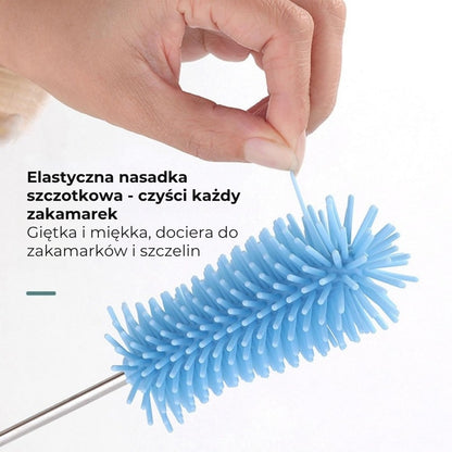 Obrotowa szczotka silikonowa do butelek i szklanek