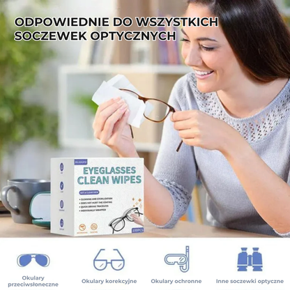 Chusteczki do czyszczenia okularów przeciw osadzaniu się pary (100 sztuk)