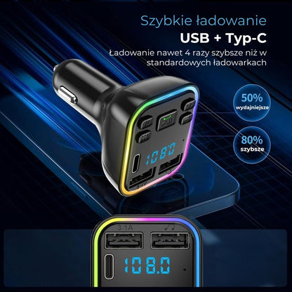 Samochodowy adapter Bluetooth (transmiter FM + ładowarka)