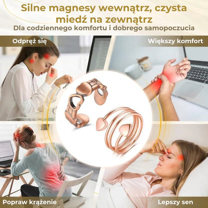 Regulowany pierścionek wellness Koperen z magnesami