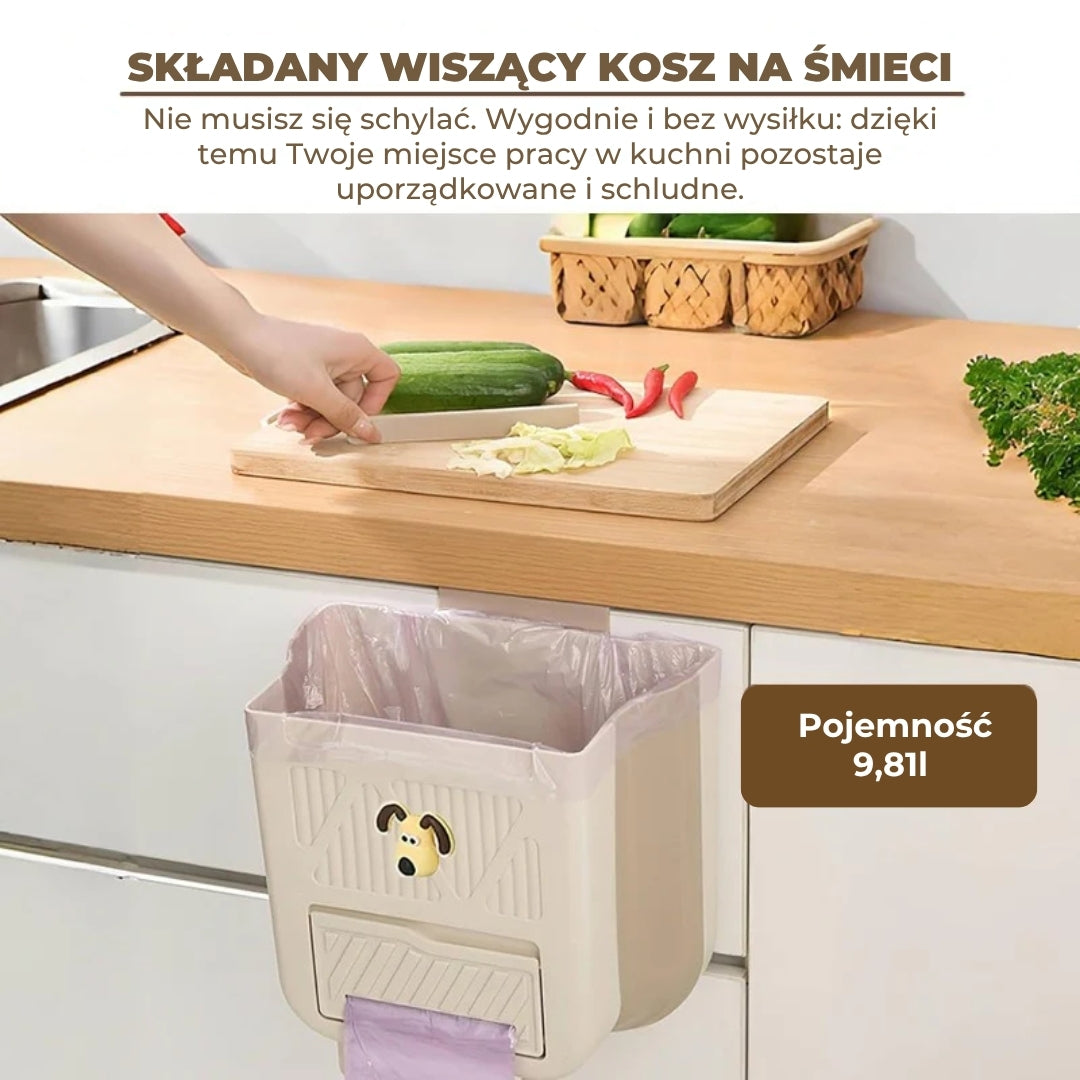 Składany kosz na śmieci zajmujący mało miejsca