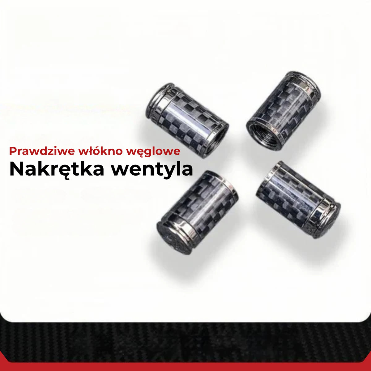 Nakrętki na zawory z włókna węglowego (zestaw ochronny do opon)