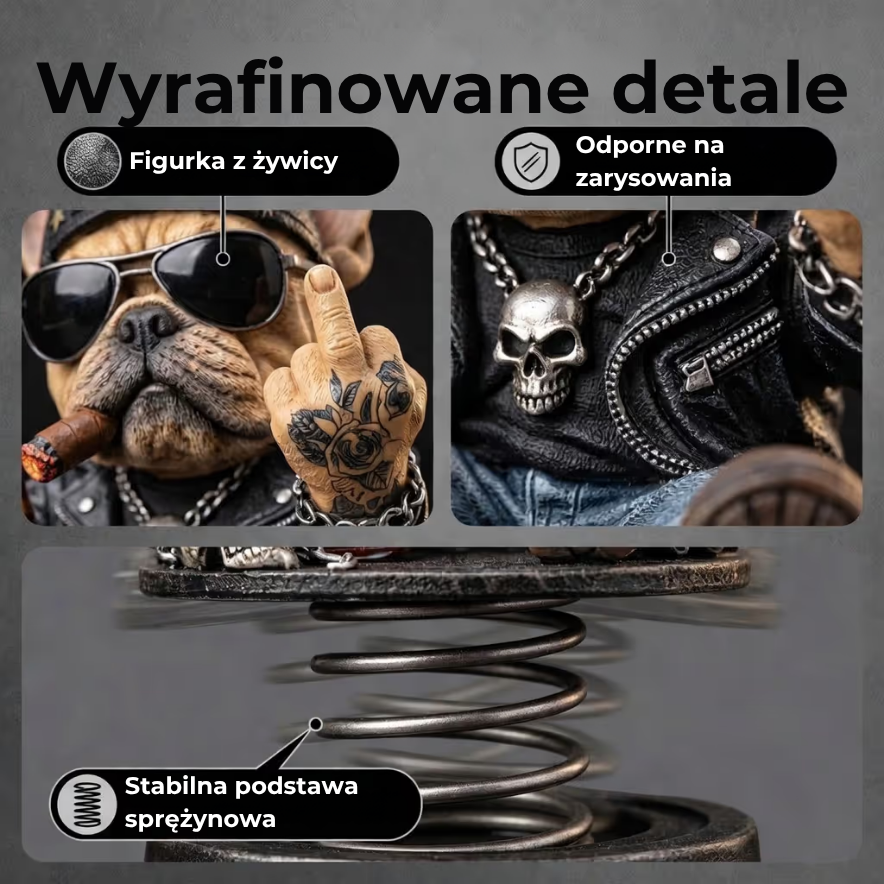Odważna ozdoba na deskę rozdzielczą z buldogiem