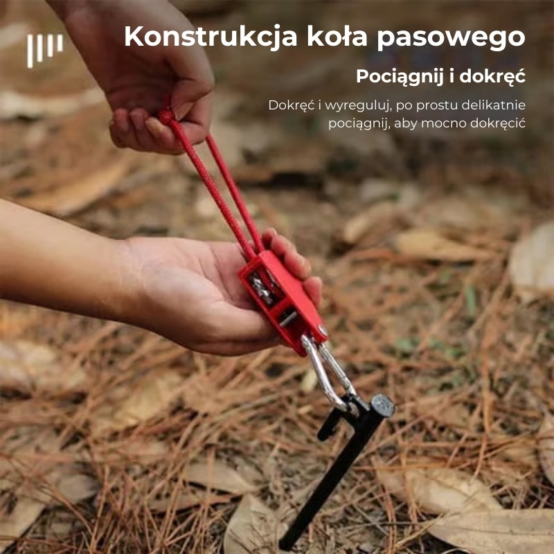 Regulowane haki do kół pasowych Camping