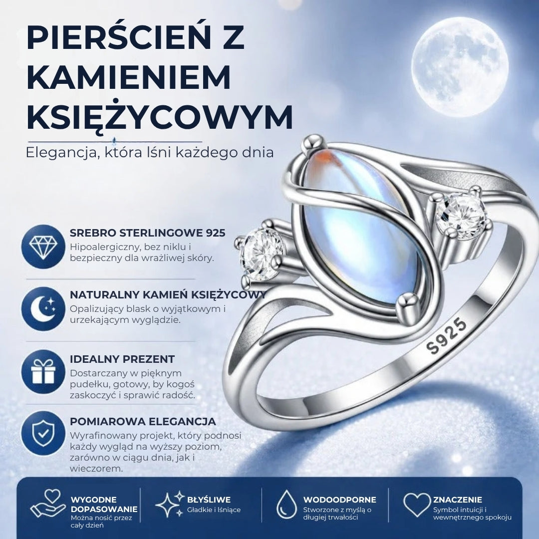 Mistyczny pierścionek z kamieniem księżycowym