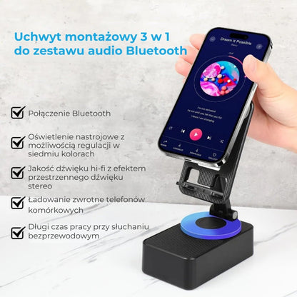 Składany statyw do głośników 3 w 1 z wbudowanym powerbankiem