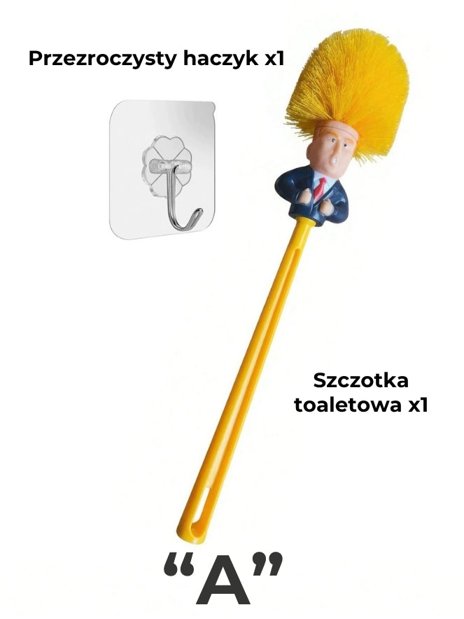 Śmieszna szczotka toaletowa z wizerunkiem Trumpa