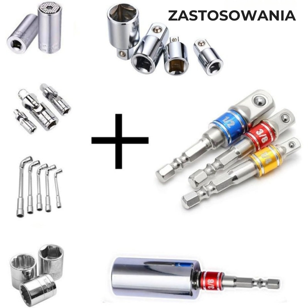 Zestaw adapterów do wiertarek i kluczy nasadowych