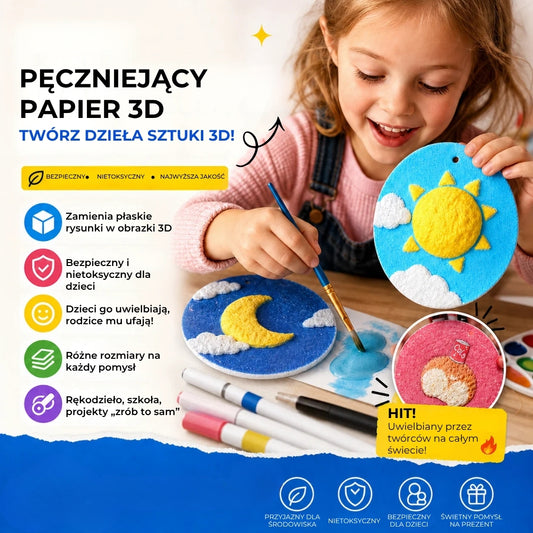 Magiczny papier do malowania 3D o piankowej teksturze – 20 sztuk