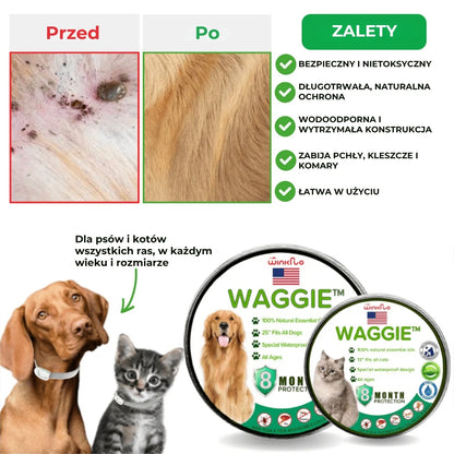 Naturalna obroża przeciw pchłom i kleszczom – Waggie™