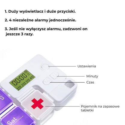 7-dniowy planer na tabletki z budzikiem