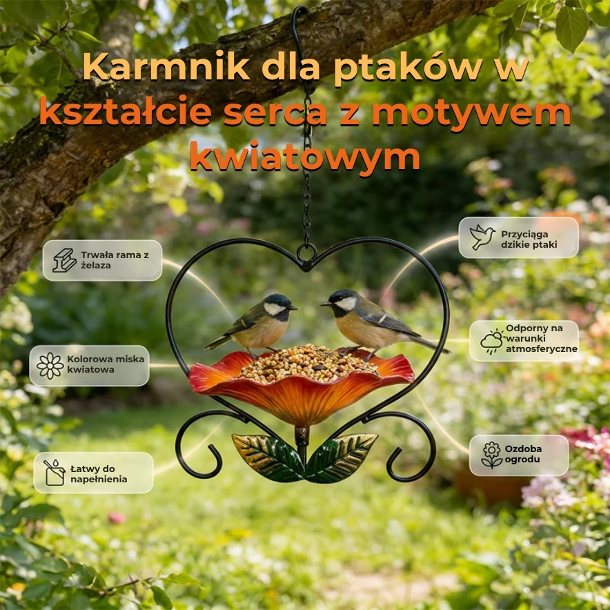 Wiszący karmnik dla ptaków z motywem kwiatowym