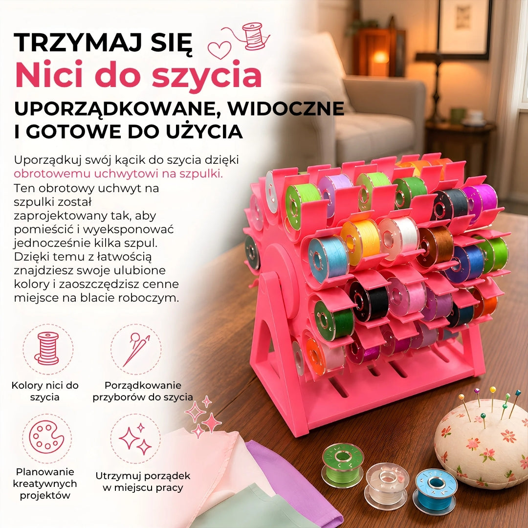 Obrotowy organizer na szpulki nici