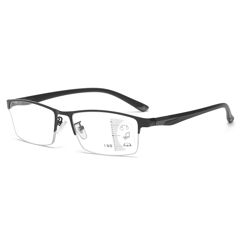 Wielosferyczne okulary do czytania z fotochromem (ultralekkie, półramkowe, metalowe)