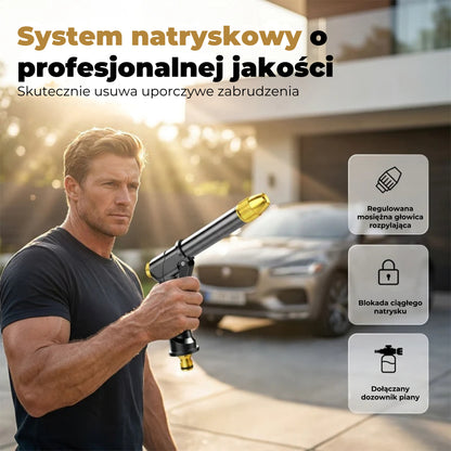 Pistoletowa końcówka do węża ogrodowego z dozownikiem piany