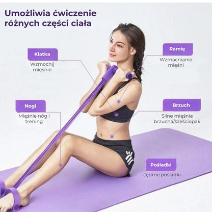 Rurkowe taśmy oporowe do ćwiczeń z uchwytami na stopy