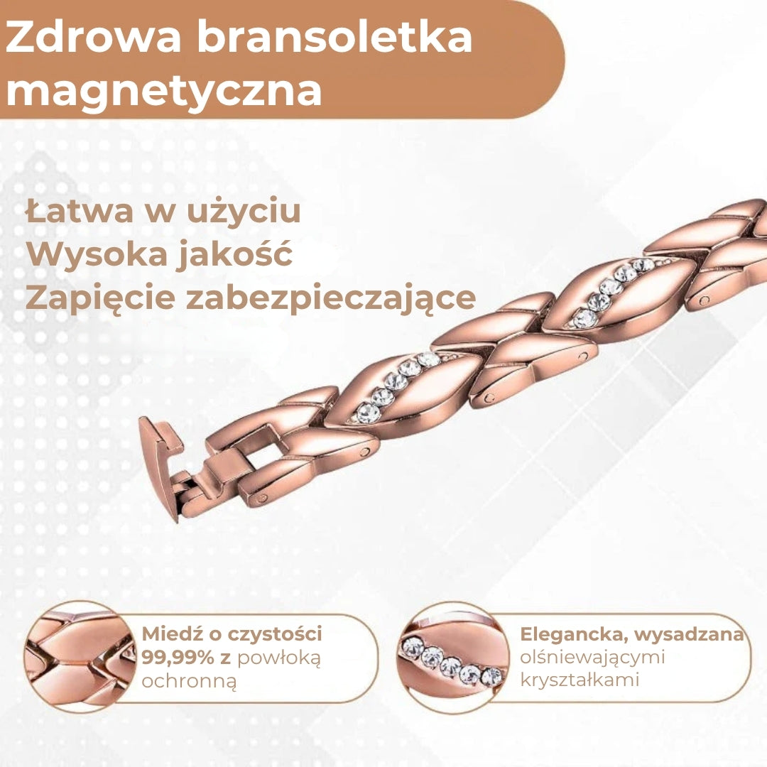 Magnetyczna bransoletka z miedzi i kryształów