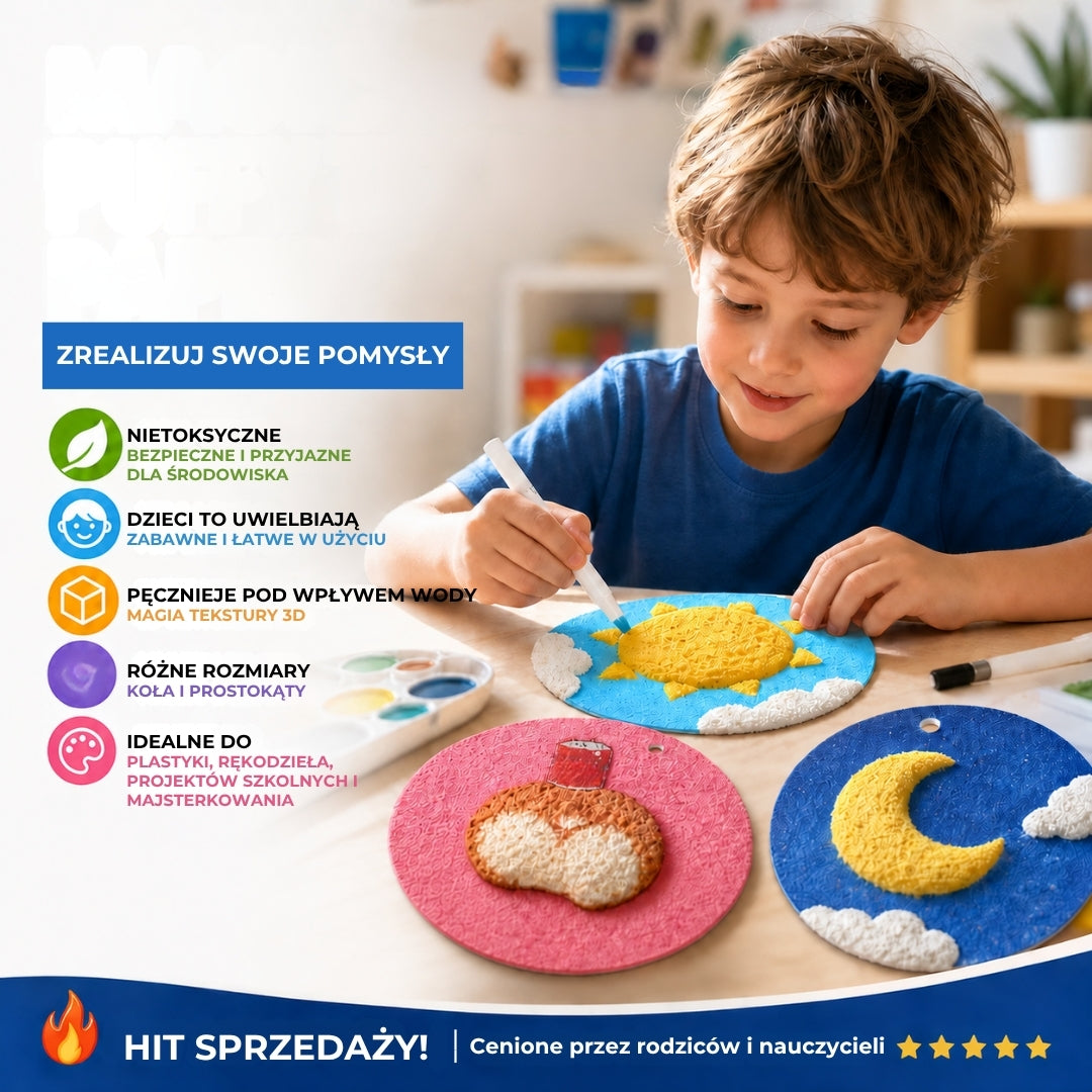 Magiczny papier do malowania 3D o piankowej teksturze – 20 sztuk
