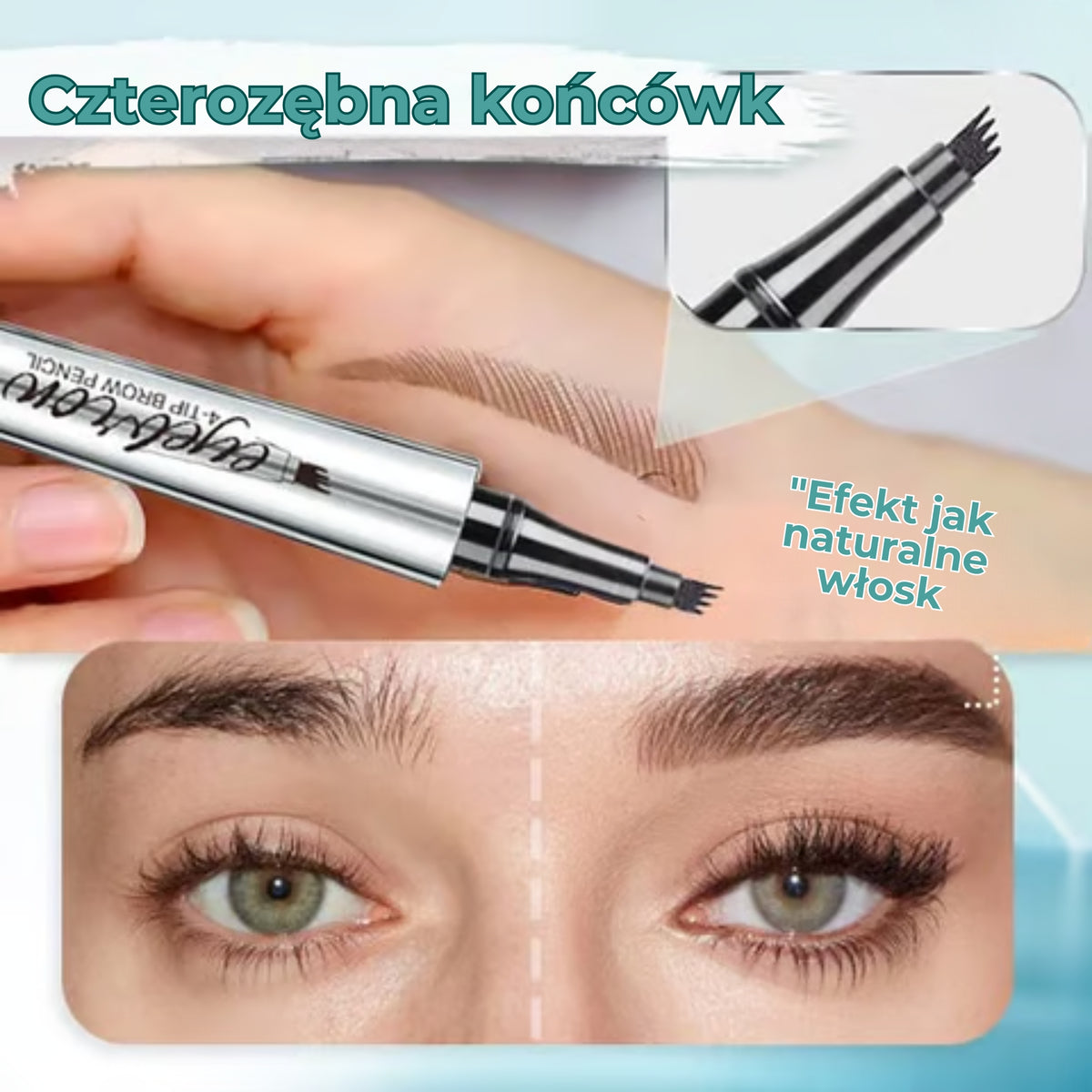 Wodoodporny pisak do brwi z 4 końcówkami