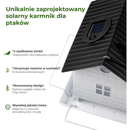 🕊️ Budka dla ptaków zasilana energią słoneczną – automatyczne oświetlenie