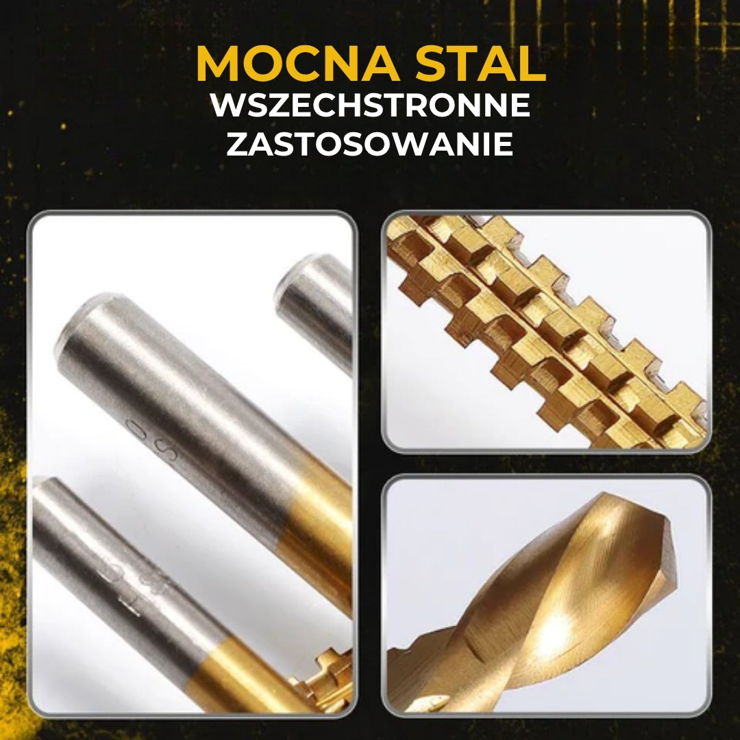 ⚙️ Zestaw wierteł spiralnych HSS z powłoką tytanową