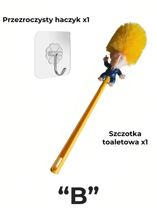 Śmieszna szczotka toaletowa z wizerunkiem Trumpa