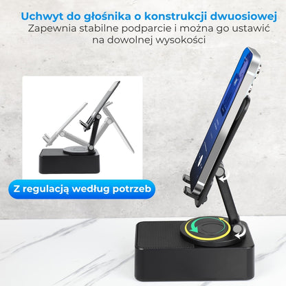 Składany statyw do głośników 3 w 1 z wbudowanym powerbankiem