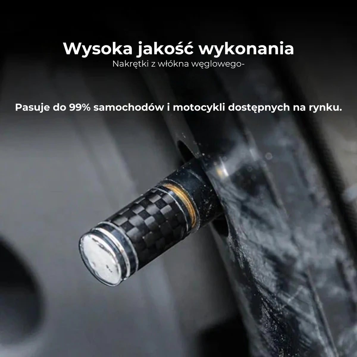 Nakrętki na zawory z włókna węglowego (zestaw ochronny do opon)