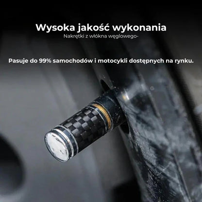 Nakrętki na zawory z włókna węglowego (zestaw ochronny do opon)