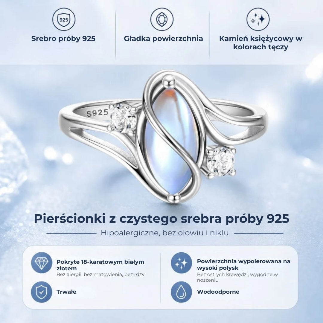 Mistyczny pierścionek z kamieniem księżycowym