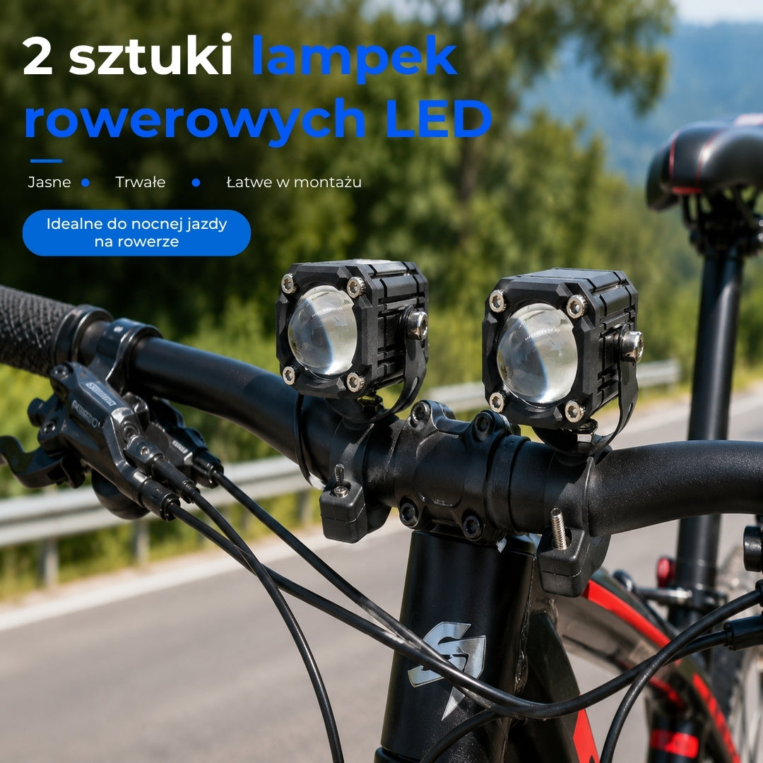 Lampka rowerowa LED z dwiema wiązkami światła