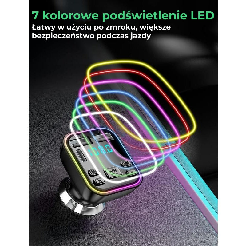 Samochodowy adapter Bluetooth (transmiter FM + ładowarka)