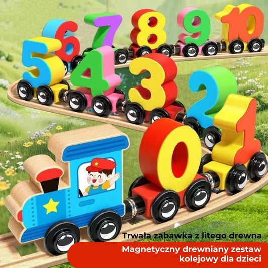 Magnetyczny zestaw pociągu z cyframi