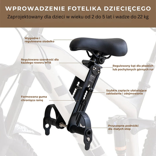 Fotelik rowerowy dla dziecka - mocowanie przednie