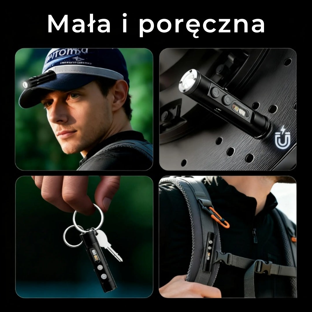 Mocna minilatarka na breloku z magnetyczną podstawą