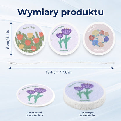 Chłonne gąbki z celulozy drzewnej z kwiatowym wzorem (5 szt.)