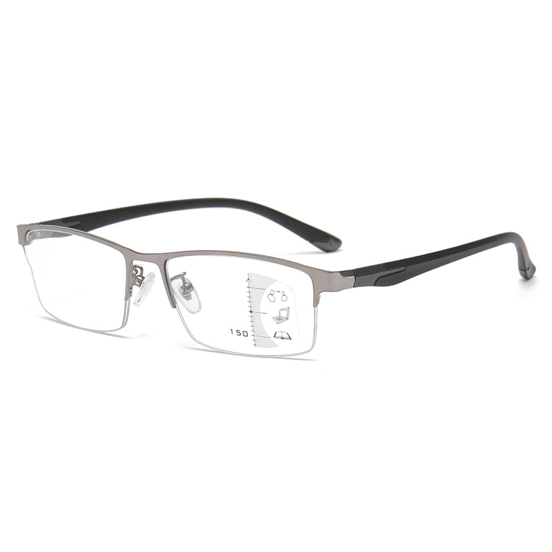 Wielosferyczne okulary do czytania z fotochromem (ultralekkie, półramkowe, metalowe)