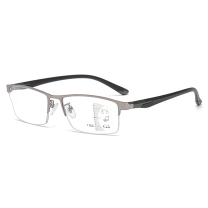 Wielosferyczne okulary do czytania z fotochromem (ultralekkie, półramkowe, metalowe)