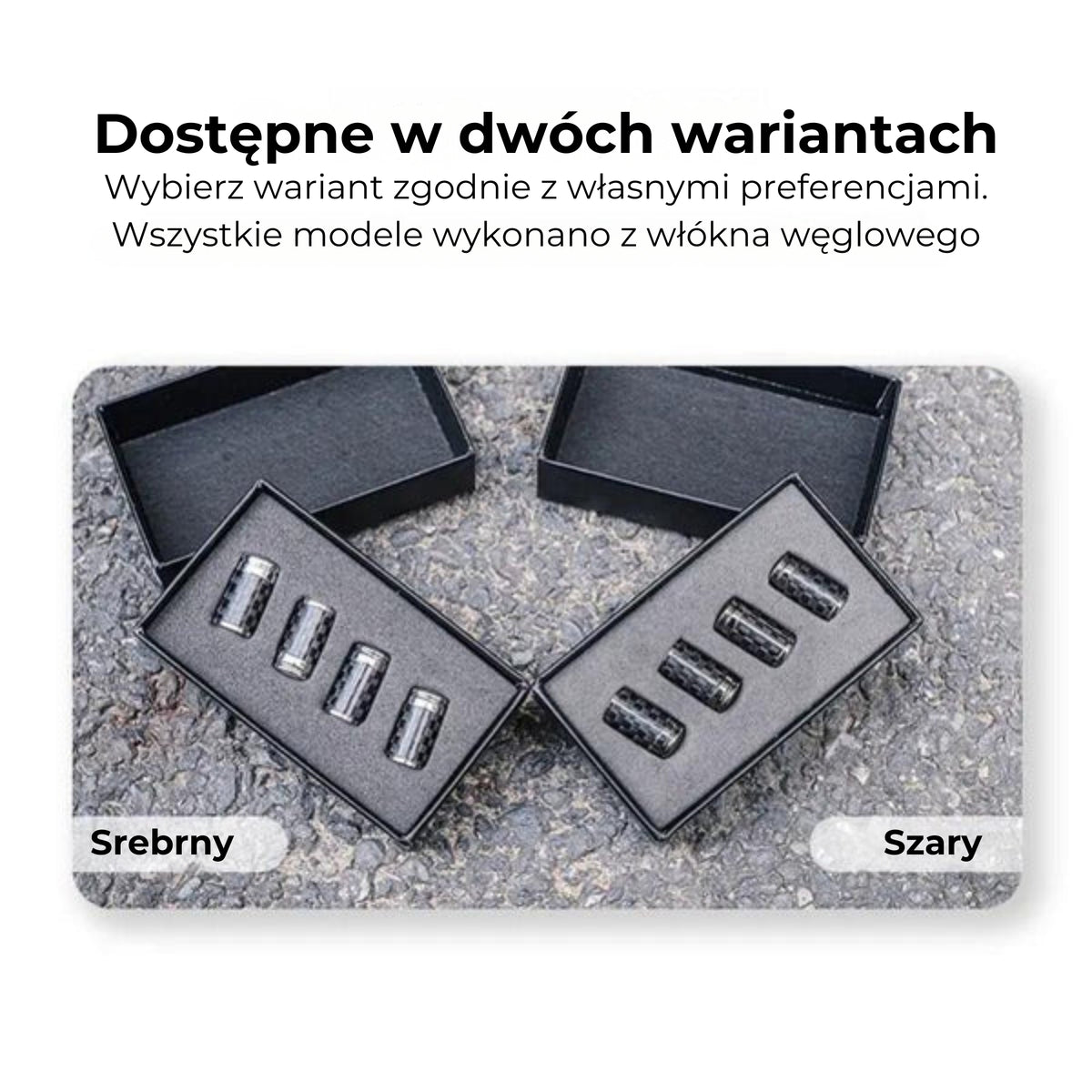 Nakrętki na zawory z włókna węglowego (zestaw ochronny do opon)