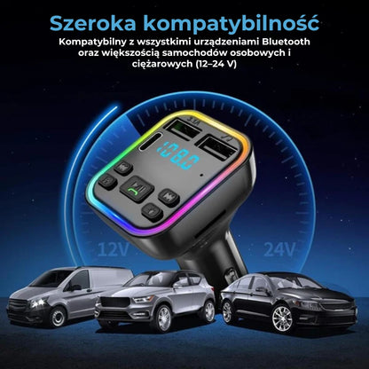Samochodowy adapter Bluetooth (transmiter FM + ładowarka)