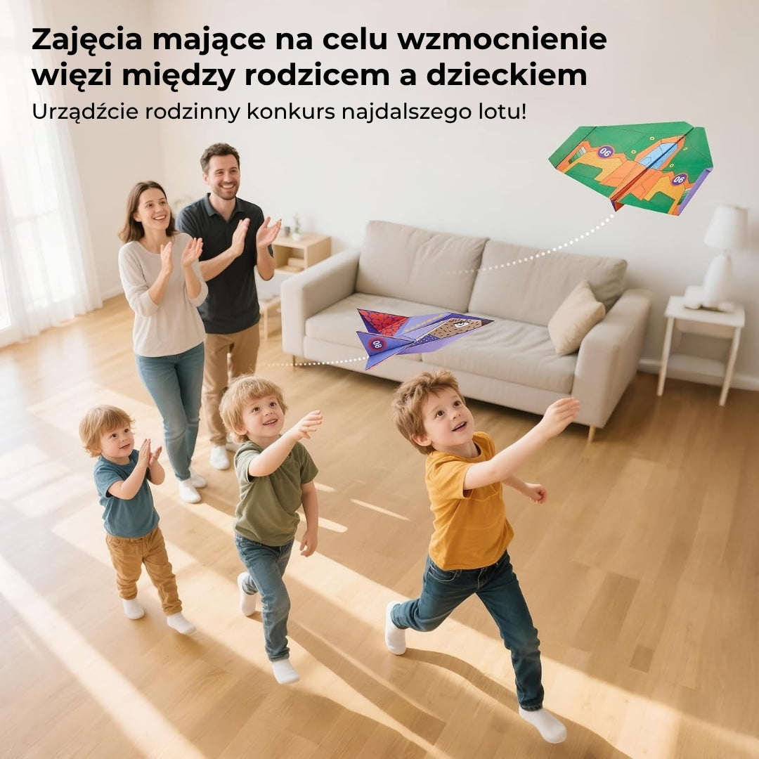 Kreatywne papierowe samoloty do samodzielnego wykonania – zestaw 16 sztuk