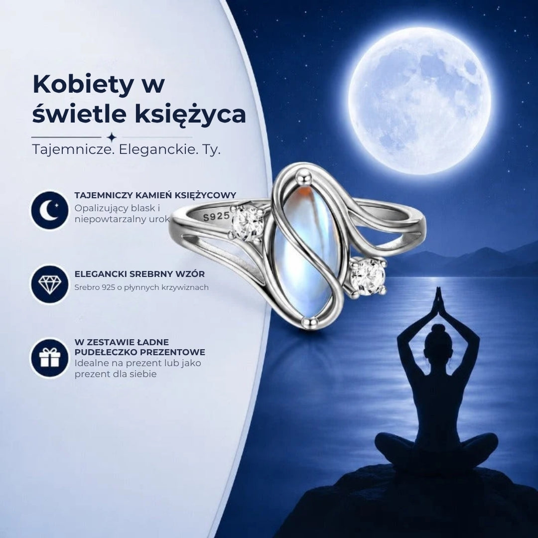 Mistyczny pierścionek z kamieniem księżycowym